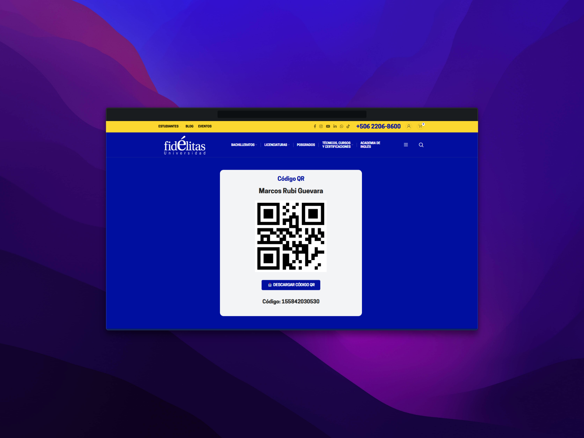 QR Code Generator - Universidad Fidélitas